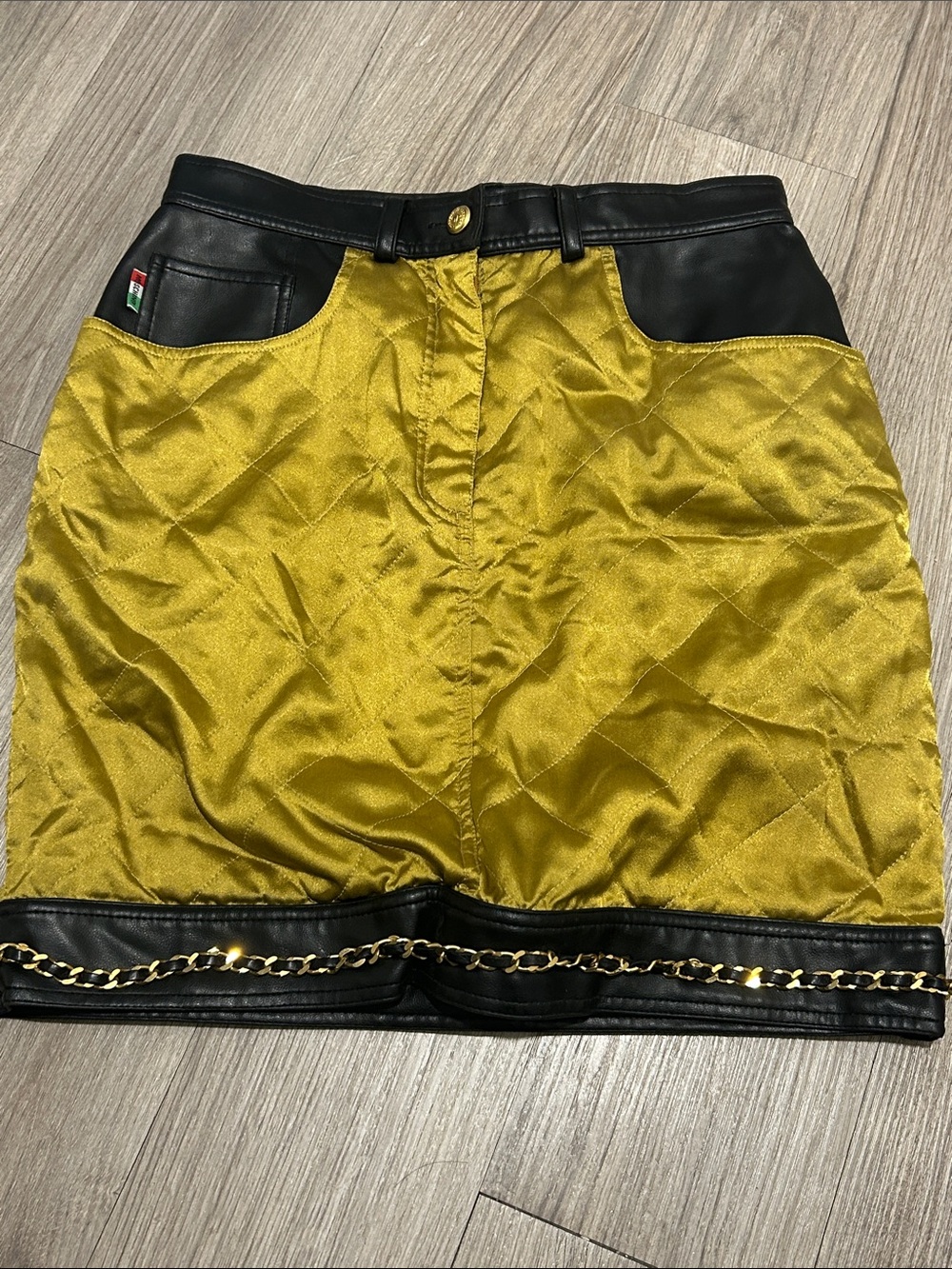 Moschino Cheap and Chic Vintage leather and satin skirt